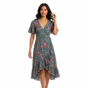 NWT PATRONS OF PEACE Floral Faux Wrap Dress